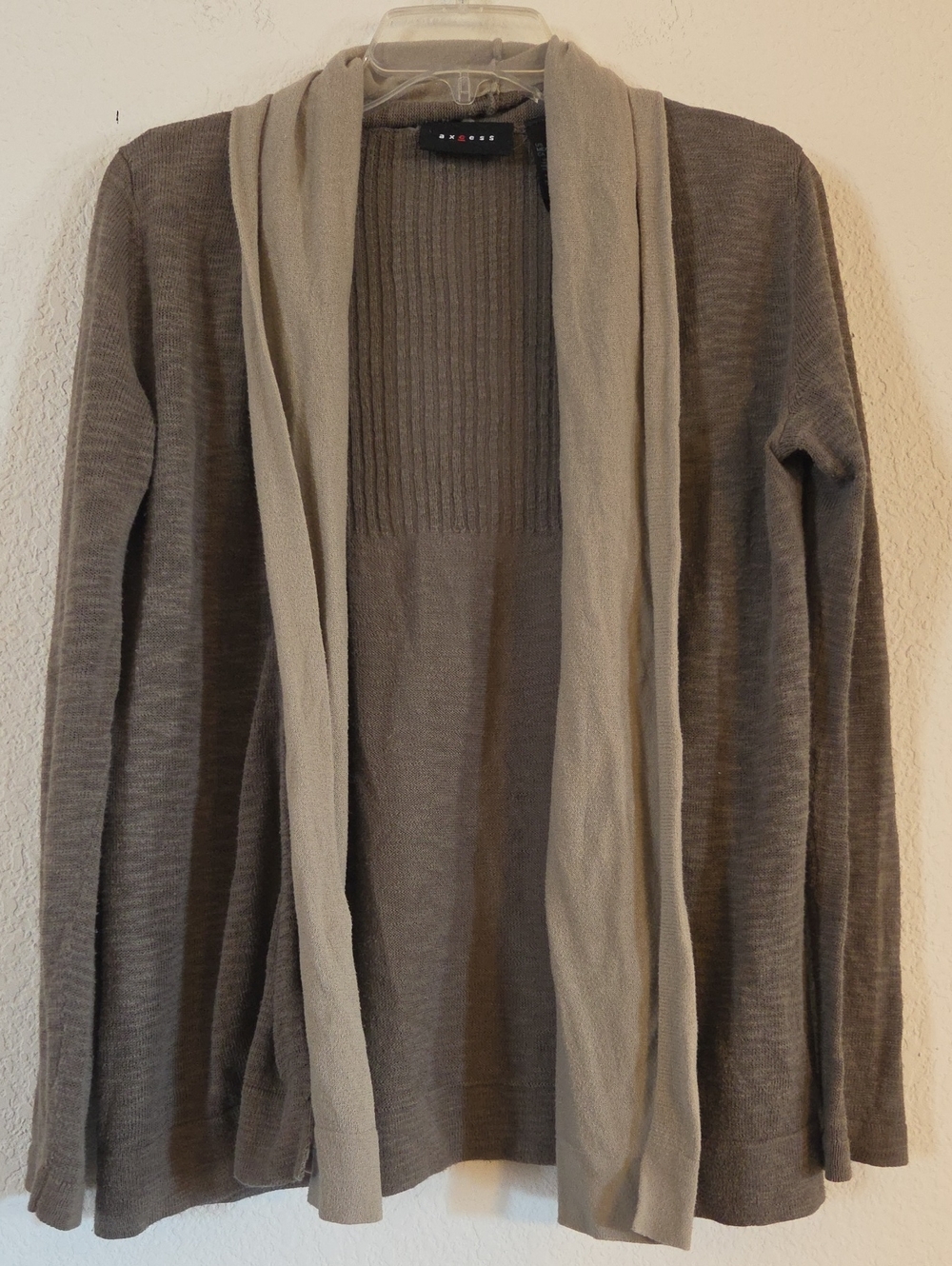 Axcess Two-Tone Open-Front Shawl Cardigan